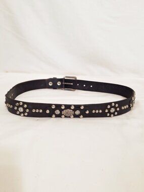 Harley Davidson Leather Belt 36 M/L Bar & Shield Rhinestone Studs